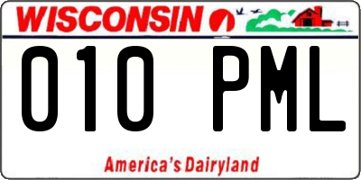 WI license plate 010PML