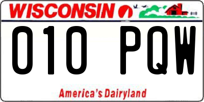 WI license plate 010PQW
