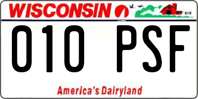 WI license plate 010PSF