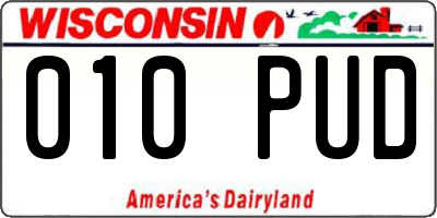 WI license plate 010PUD