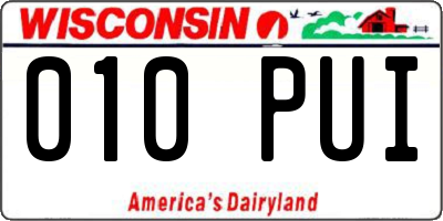 WI license plate 010PUI