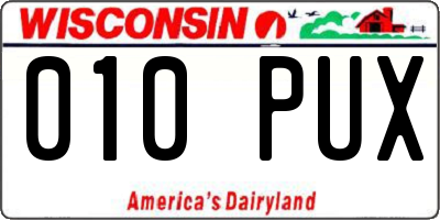 WI license plate 010PUX