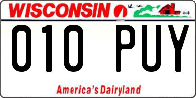 WI license plate 010PUY