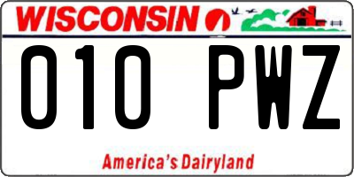 WI license plate 010PWZ