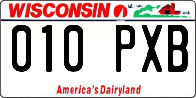 WI license plate 010PXB