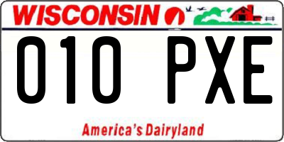 WI license plate 010PXE