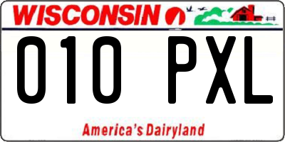WI license plate 010PXL