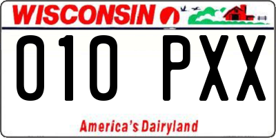 WI license plate 010PXX