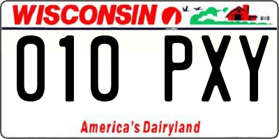 WI license plate 010PXY