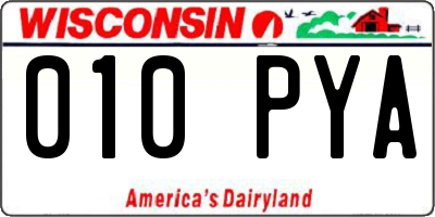 WI license plate 010PYA