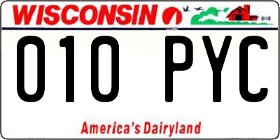 WI license plate 010PYC