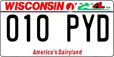 WI license plate 010PYD
