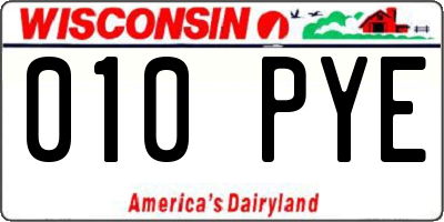WI license plate 010PYE