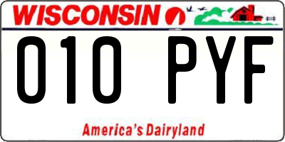 WI license plate 010PYF
