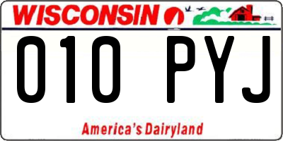 WI license plate 010PYJ