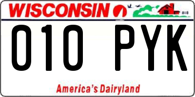 WI license plate 010PYK
