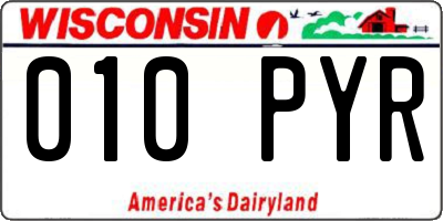 WI license plate 010PYR