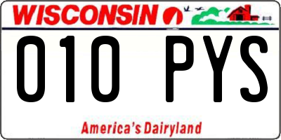 WI license plate 010PYS