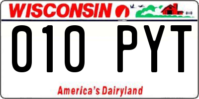 WI license plate 010PYT