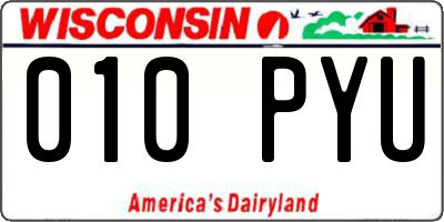 WI license plate 010PYU