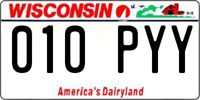 WI license plate 010PYY