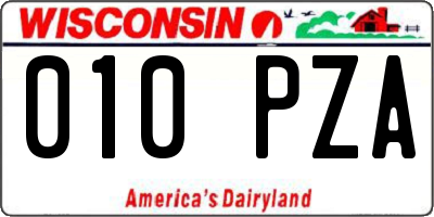 WI license plate 010PZA