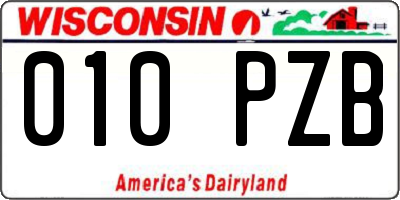 WI license plate 010PZB