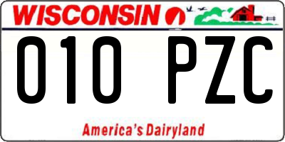 WI license plate 010PZC