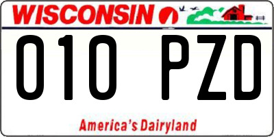 WI license plate 010PZD