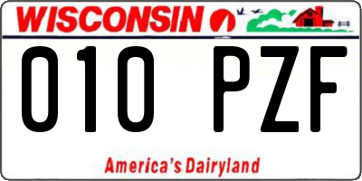 WI license plate 010PZF
