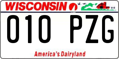 WI license plate 010PZG