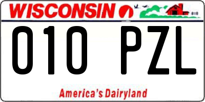WI license plate 010PZL