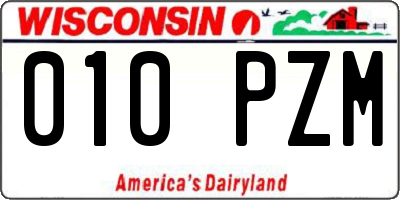 WI license plate 010PZM