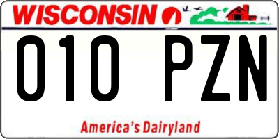 WI license plate 010PZN