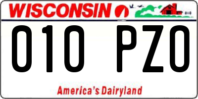 WI license plate 010PZO