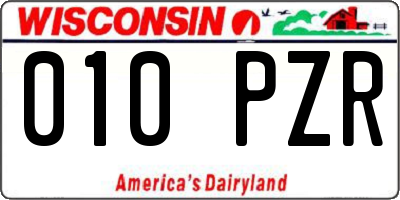 WI license plate 010PZR