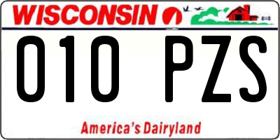 WI license plate 010PZS
