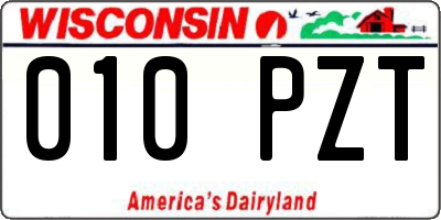 WI license plate 010PZT