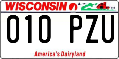 WI license plate 010PZU