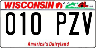 WI license plate 010PZV