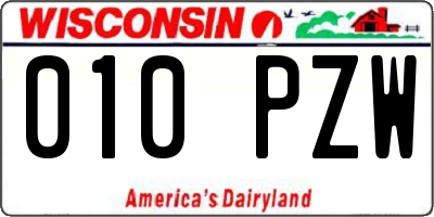 WI license plate 010PZW
