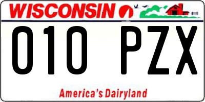WI license plate 010PZX