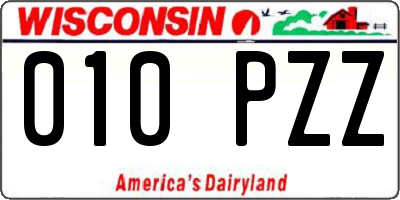 WI license plate 010PZZ