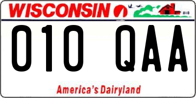 WI license plate 010QAA