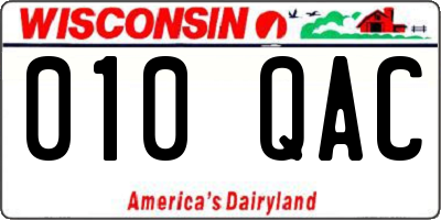 WI license plate 010QAC