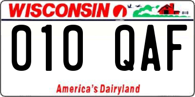 WI license plate 010QAF
