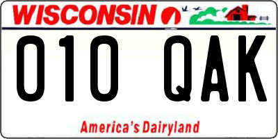 WI license plate 010QAK