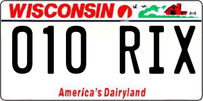 WI license plate 010RIX