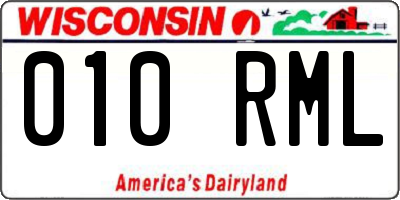 WI license plate 010RML