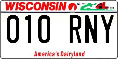 WI license plate 010RNY